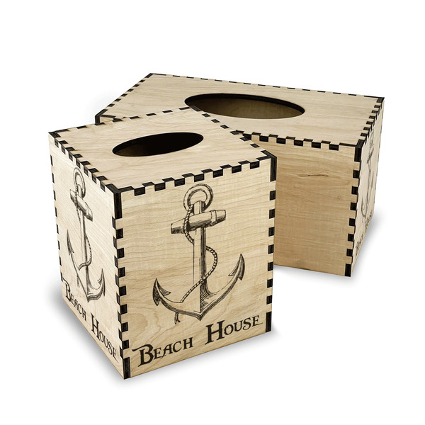 Chic Beach House Wood Tissue Box Covers - Parent/Main