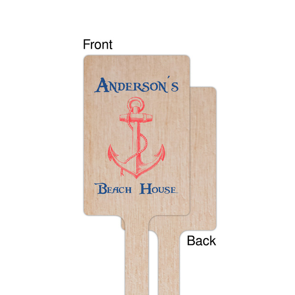 Chic Beach House Wooden 6.25" Stir Stick - Rectangular - Single - Front & Back