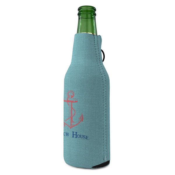 Chic Beach House Zipper Bottle Cooler - ANGLE (bottle)