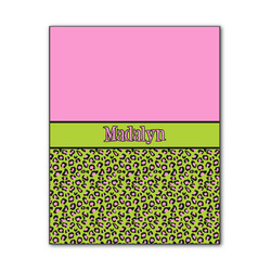 Pink & Lime Green Leopard Wood Print - 11x14 (Personalized)