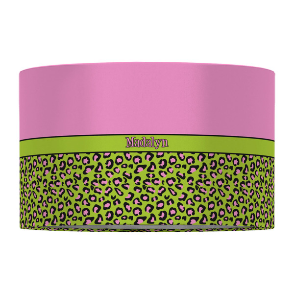 Pink & Lime Green Leopard 12" Drum Lampshade - FRONT (Fabric)