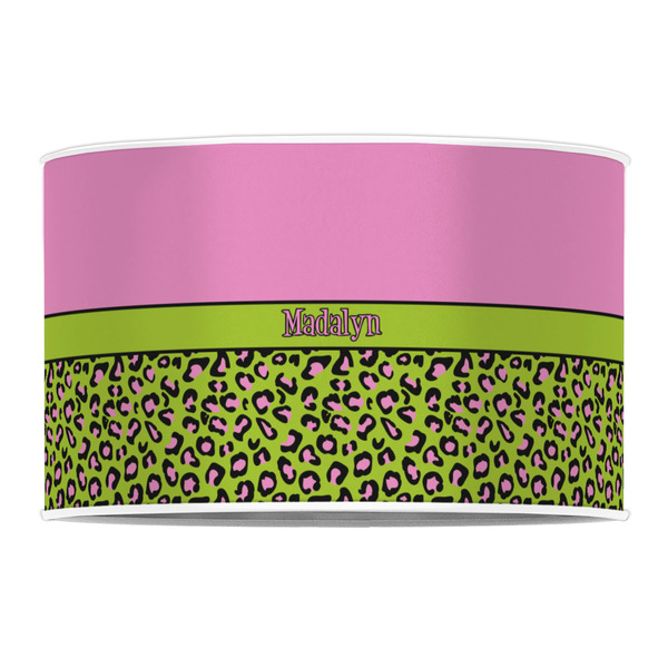 Pink & Lime Green Leopard 12" Drum Lampshade - FRONT (Poly Film)
