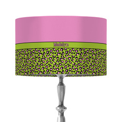 Pink & Lime Green Leopard 12" Drum Lamp Shade - Fabric (Personalized)
