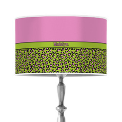 Pink & Lime Green Leopard 12" Drum Lamp Shade - Poly-film (Personalized)