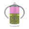 Pink & Lime Green Leopard 12 oz Stainless Steel Sippy Cups - FRONT