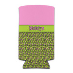 Pink & Lime Green Leopard Can Cooler (tall 12 oz) (Personalized)