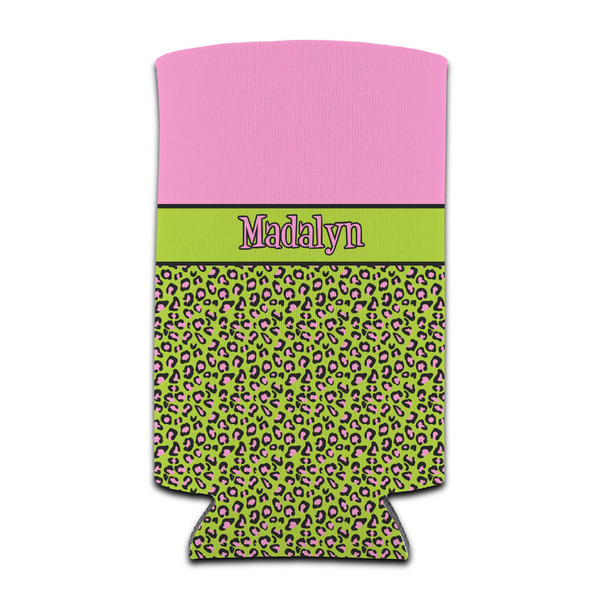 Pink & Lime Green Leopard 12oz Tall Can Sleeve - Set of 4 - FRONT