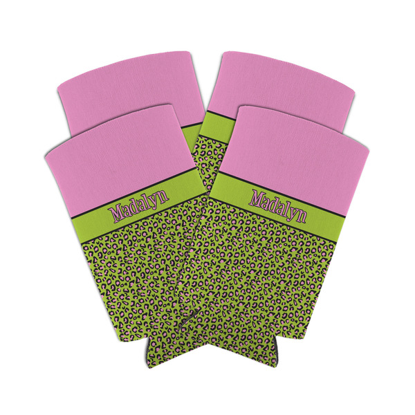 Pink & Lime Green Leopard 12oz Tall Can Sleeve - Set of 4 - MAIN