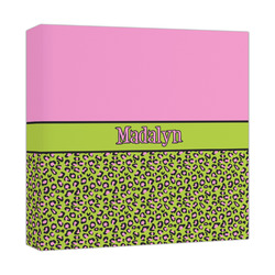Pink & Lime Green Leopard Canvas Print - 12x12 (Personalized)