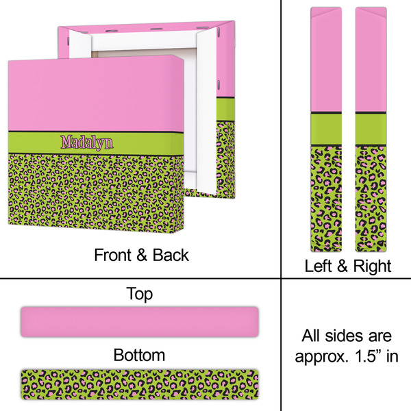 Pink & Lime Green Leopard 12x12 - Canvas Print - Approval