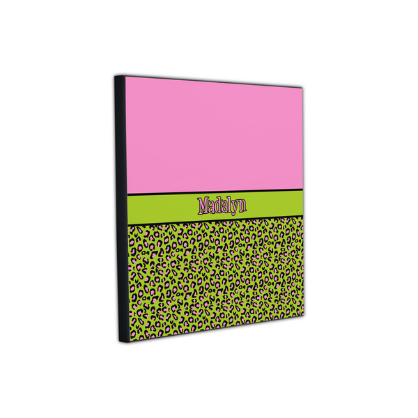 Pink & Lime Green Leopard 12x12 Wood Print - Angle View