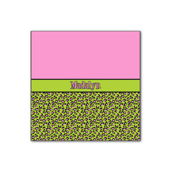 Pink & Lime Green Leopard Wood Print - 12x12 (Personalized)