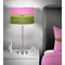 Pink & Lime Green Leopard 13 inch drum lamp shade - in room