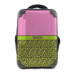 Pink & Lime Green Leopard 15" Hard Shell Backpack (Personalized)