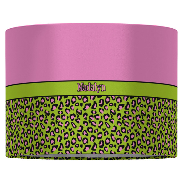 Pink & Lime Green Leopard 16" Drum Lampshade - FRONT (Fabric)