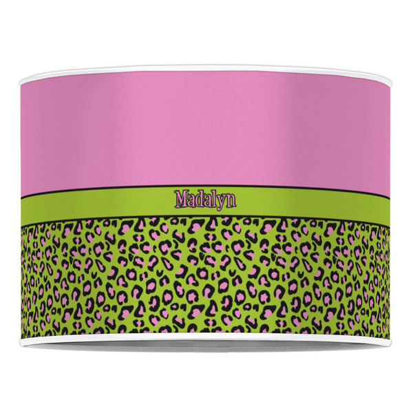 Pink & Lime Green Leopard 16" Drum Lampshade - FRONT (Poly Film)