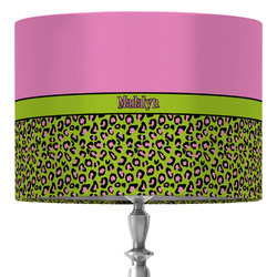 Pink & Lime Green Leopard 16" Drum Lamp Shade - Fabric (Personalized)