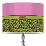 Pink & Lime Green Leopard 16" Drum Lamp Shade - Poly-film (Personalized)