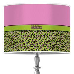 Pink & Lime Green Leopard 16" Drum Lamp Shade - Poly-film (Personalized)