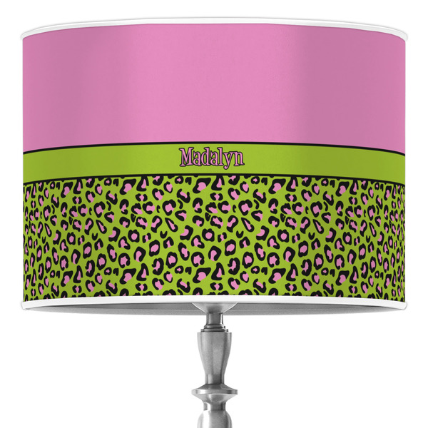 Custom Pink & Lime Green Leopard Drum Lamp Shade (Personalized)
