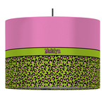 Pink & Lime Green Leopard Drum Pendant Lamp (Personalized)