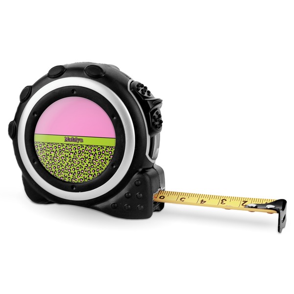 Custom Pink & Lime Green Leopard Tape Measure - 16 Ft (Personalized)