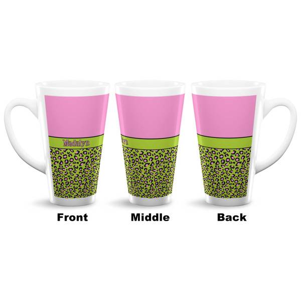 Pink & Lime Green Leopard 16 Oz Latte Mug - Approval
