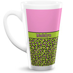 Pink & Lime Green Leopard 16 Oz Latte Mug (Personalized)