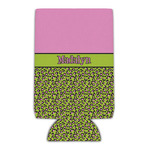 Pink & Lime Green Leopard Can Cooler (Personalized)