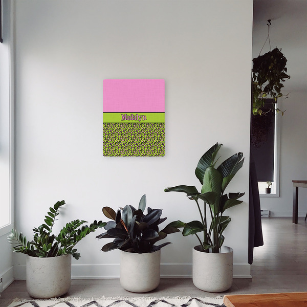 Pink & Lime Green Leopard 16x20 - Canvas Print - In Context