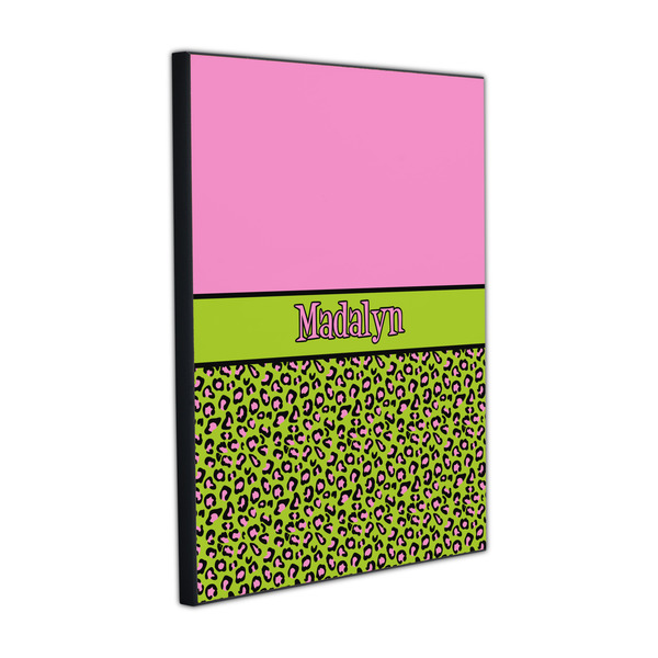 Pink & Lime Green Leopard 16x20 Wood Print - Angle View