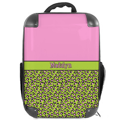 Pink & Lime Green Leopard 18" Hard Shell Backpack (Personalized)
