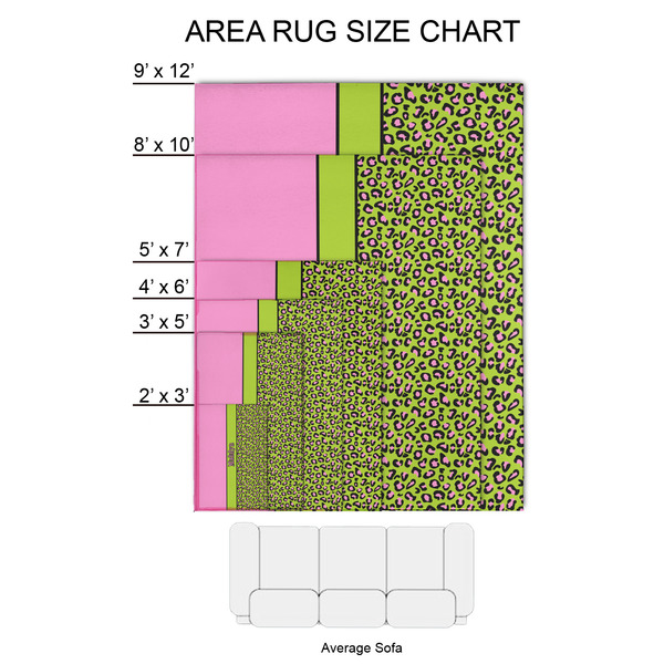 Pink & Lime Green Leopard 2'x3' Indoor Area Rugs - Size Chart