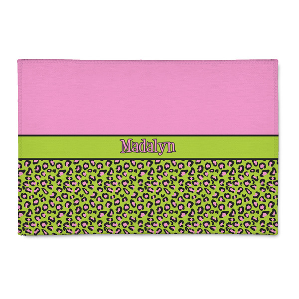 Custom Pink & Lime Green Leopard Patio Rug (Personalized)
