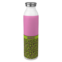 Pink & Lime Green Leopard 20oz Stainless Steel Water Bottle - Full Print (Personalized)