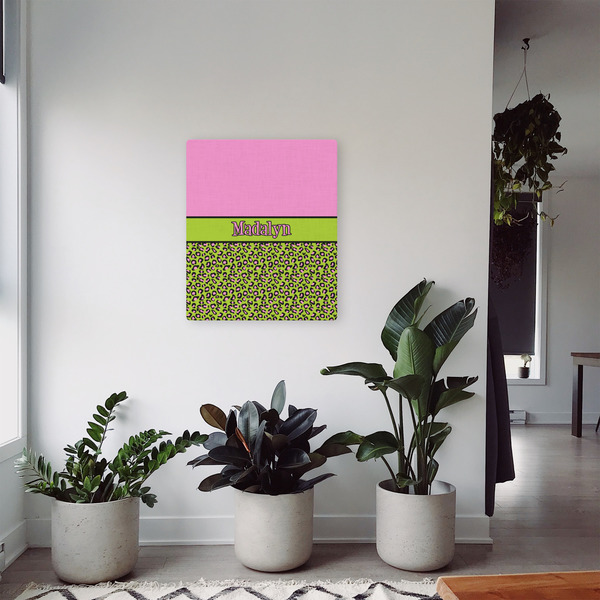 Pink & Lime Green Leopard 20x24 - Canvas Print - In Context