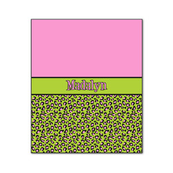 Pink & Lime Green Leopard Wood Print - 20x24 (Personalized)
