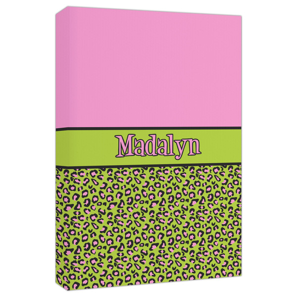 Custom Pink & Lime Green Leopard Canvas Print - 20x30 (Personalized)