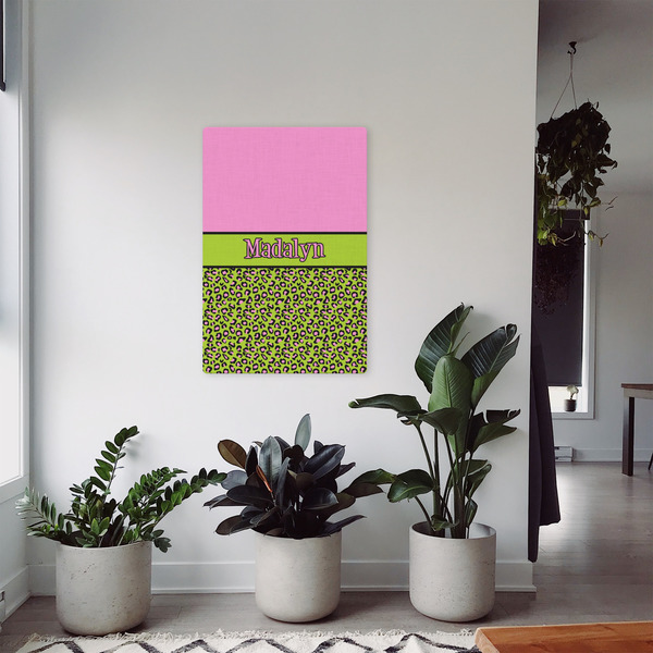 Pink & Lime Green Leopard 20x30 - Canvas Print - In Context