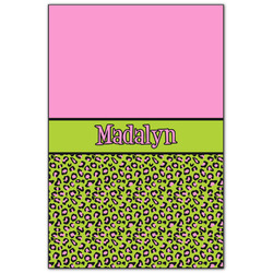 Pink & Lime Green Leopard Wood Print - 20x30 (Personalized)