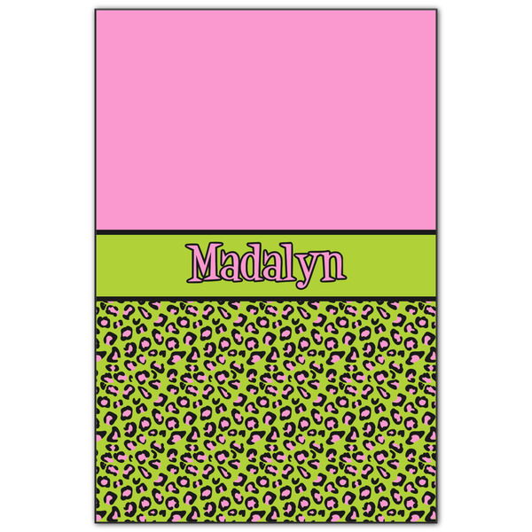 Custom Pink & Lime Green Leopard Wood Print - 20x30 (Personalized)