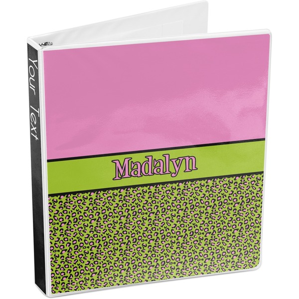 Pink & Lime Green Leopard 3-Ring Binder 3/4 - Main