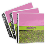 Pink & Lime Green Leopard 3-Ring Binder (Personalized)
