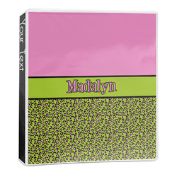 Pink & Lime Green Leopard 3-Ring Binder (Personalized)