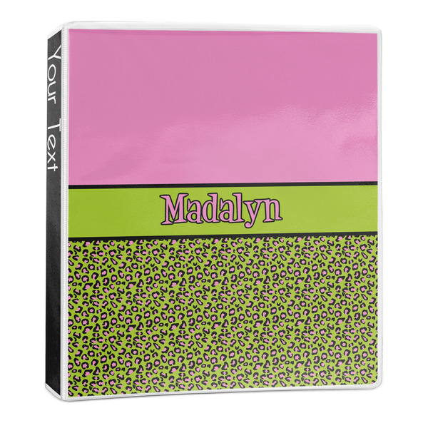Custom Pink & Lime Green Leopard 3-Ring Binder - 1 inch (Personalized)