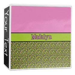 Pink & Lime Green Leopard 3-Ring Binder - 2 inch (Personalized)