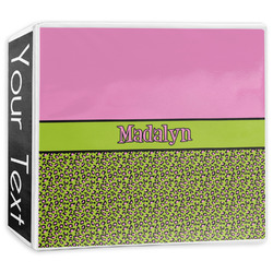 Pink & Lime Green Leopard 3-Ring Binder - 3 inch (Personalized)