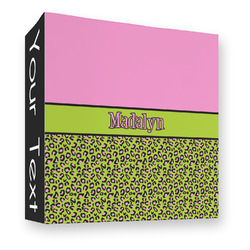 Pink & Lime Green Leopard 3 Ring Binder - Full Wrap - 3" (Personalized)