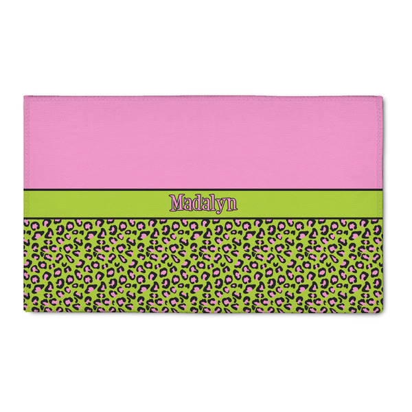 Custom Pink & Lime Green Leopard 3' x 5' Indoor Area Rug (Personalized)