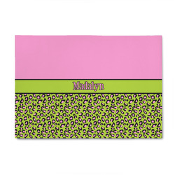 Pink & Lime Green Leopard 4' x 6' Indoor Area Rug (Personalized)